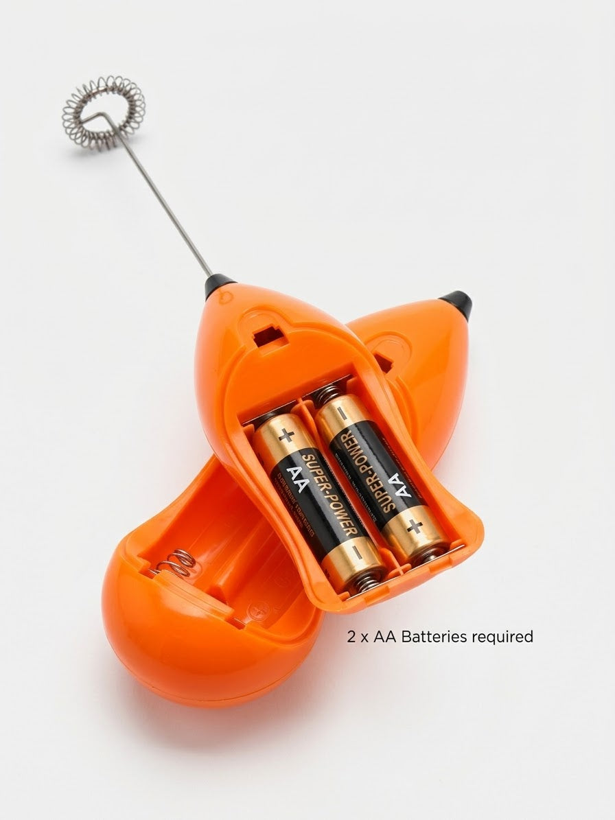 Mini-spumator electric pentru lapte portocaliu, vedere de ansamblu